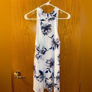 Lulu’s Halter Top White Floral Swing Dress